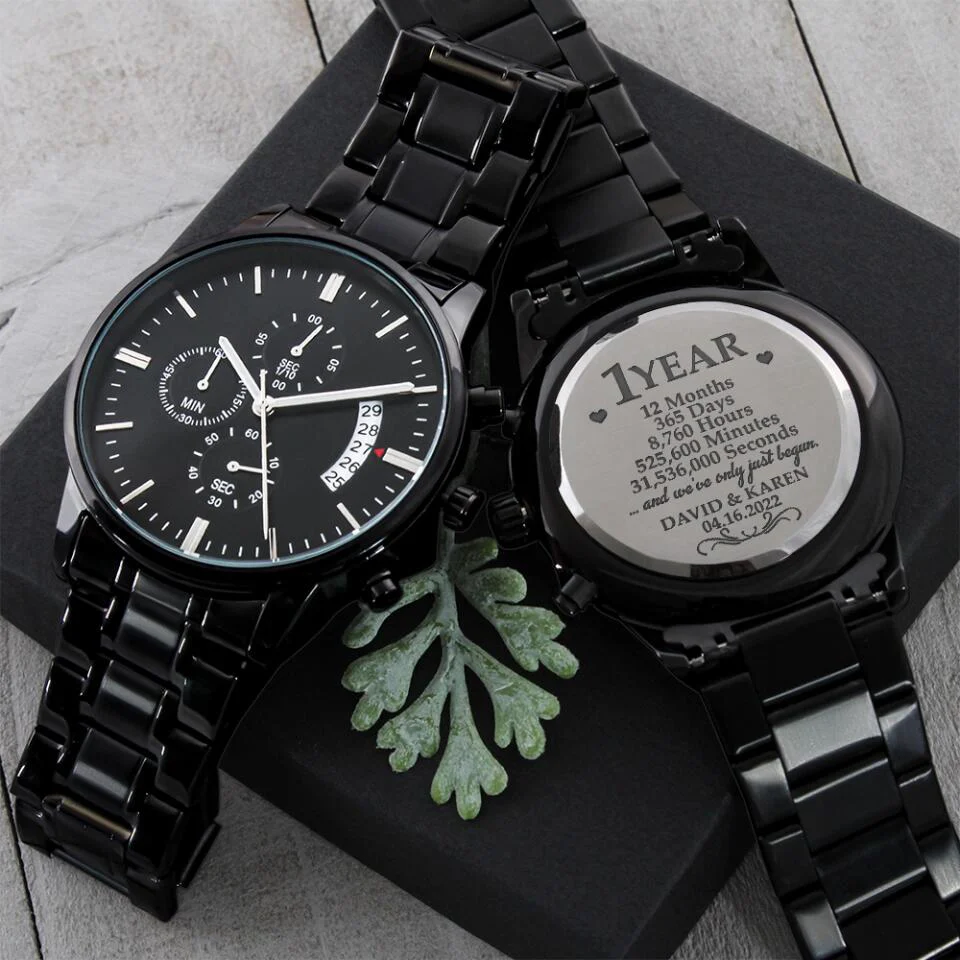 1 Year And We've Only Just Begun - Personalized Stainless Steel Watch - 1 Year Anniversary Gift - Image 11
