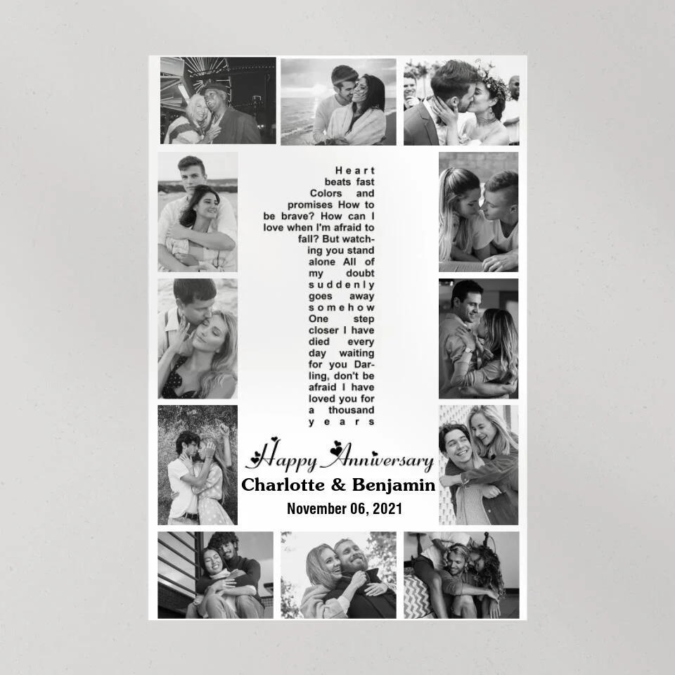 1 Year Anniversary Song Lyrics Photo Collage Custom Canvas Poster Anniversary Gifts For Couples - Image 10