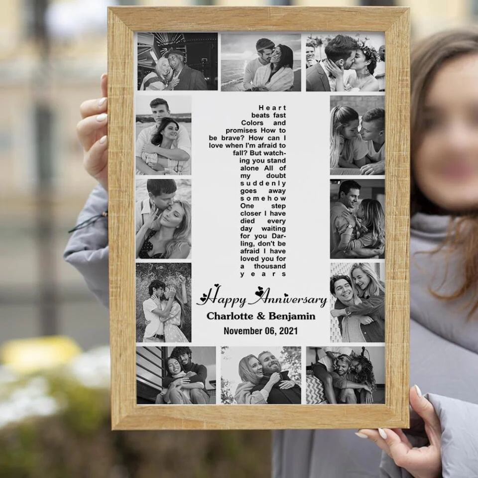1 Year Anniversary Song Lyrics Photo Collage Custom Canvas Poster Anniversary Gifts For Couples - Image 11
