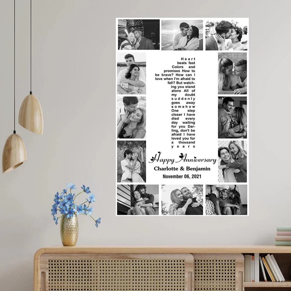 1 Year Anniversary Song Lyrics Photo Collage Custom Canvas Poster Anniversary Gifts For Couples - Image 12