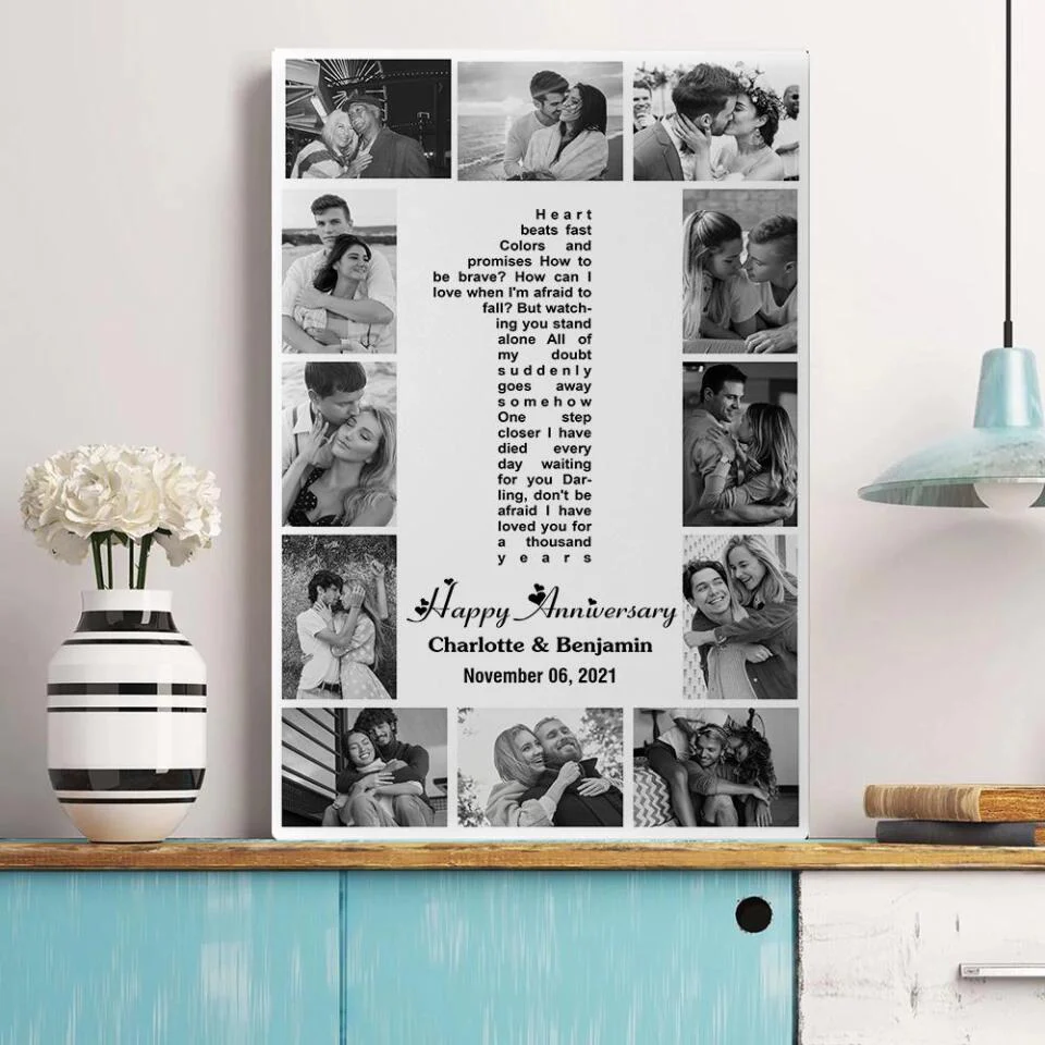 1 Year Anniversary Song Lyrics Photo Collage Custom Canvas Poster Anniversary Gifts For Couples - Image 6