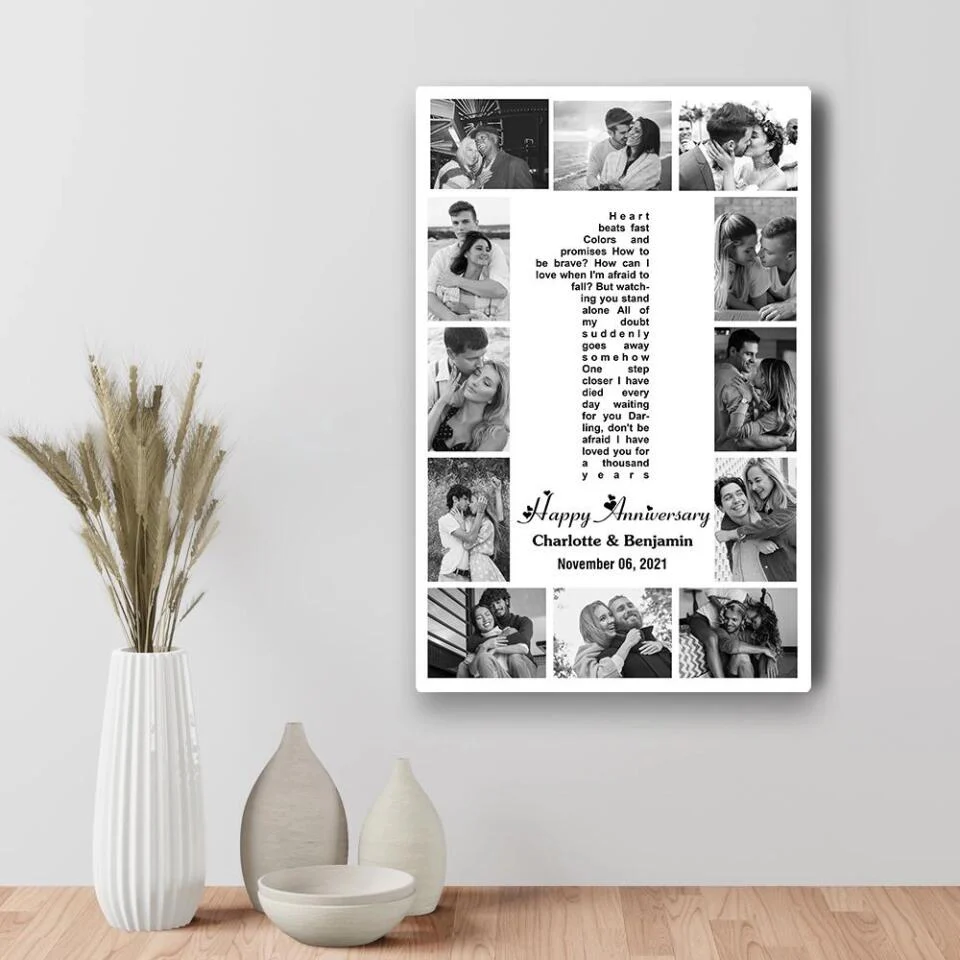 1 Year Anniversary Song Lyrics Photo Collage Custom Canvas Poster Anniversary Gifts For Couples - Image 7