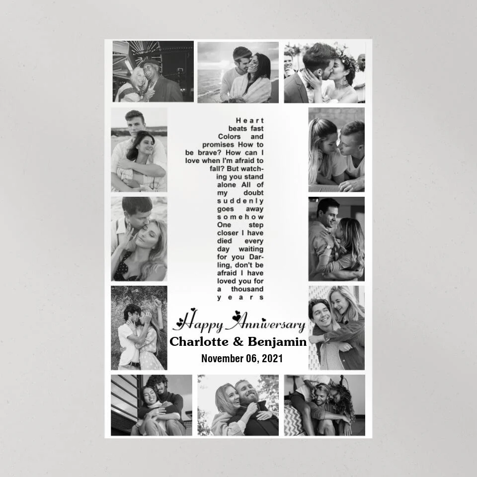 1 Year Anniversary Song Lyrics Photo Collage Custom Canvas Poster Anniversary Gifts For Couples - Image 8