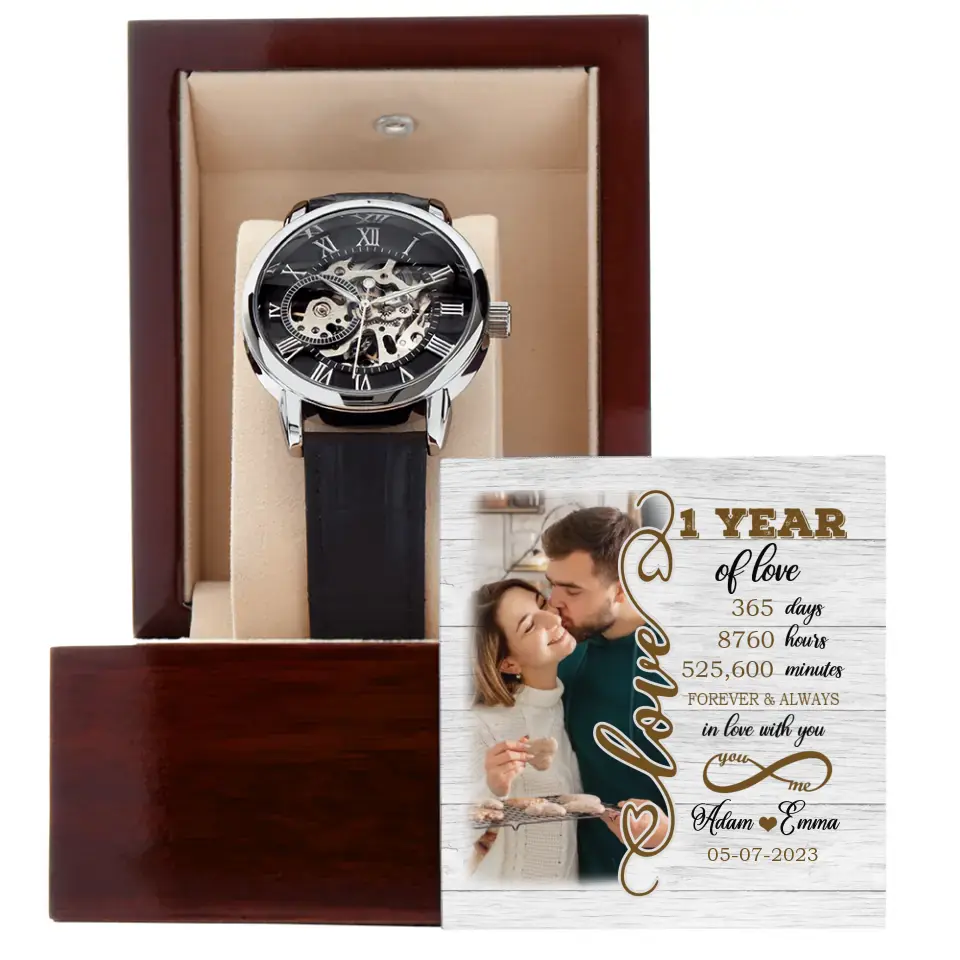 1 Year Of Love Forever and Always In Love With You Personalized Upload Photo Watch - Image 2