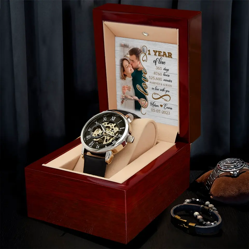 1 Year Of Love Forever and Always In Love With You Personalized Upload Photo Watch - Image 3