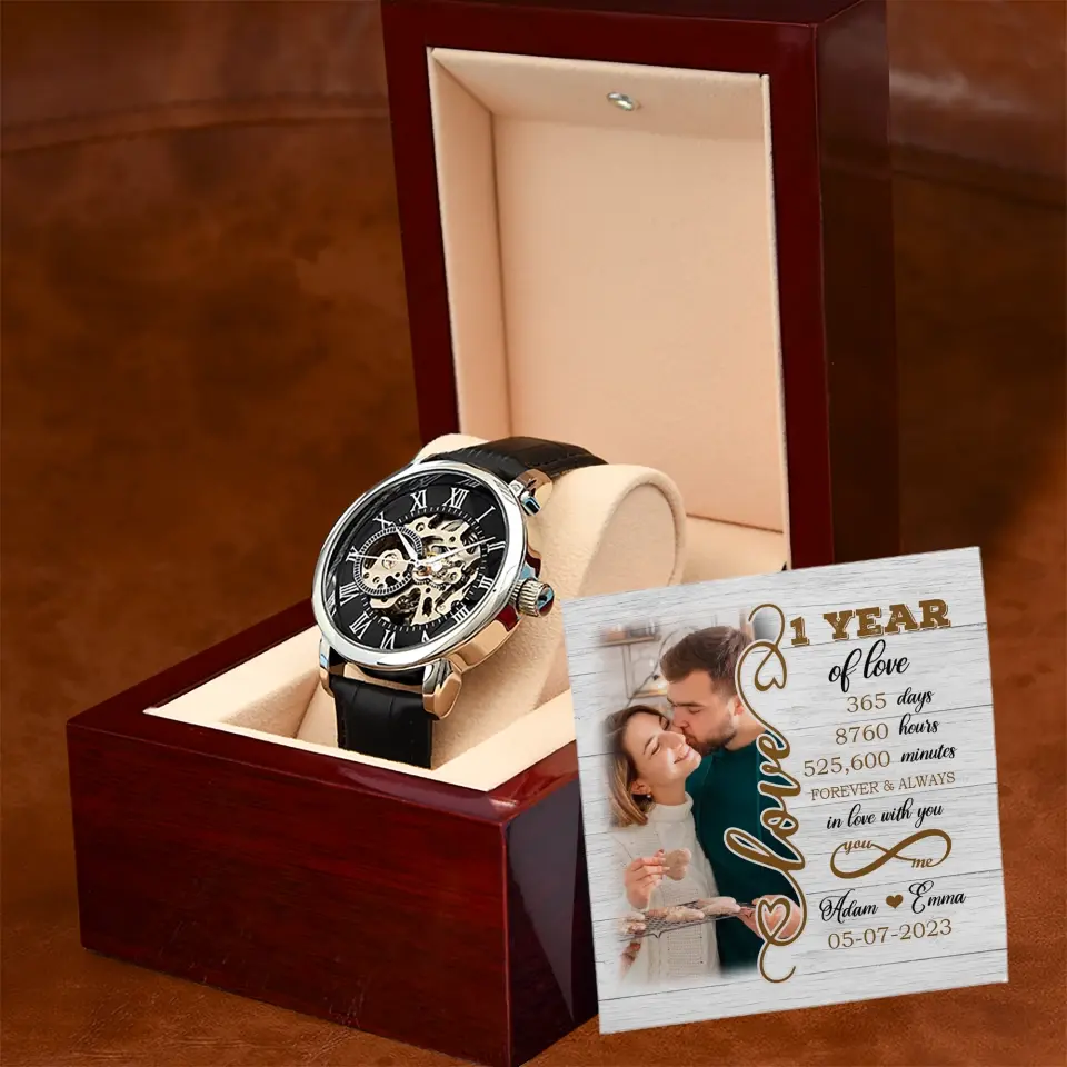 1 Year Of Love Forever and Always In Love With You Personalized Upload Photo Watch - Image 4