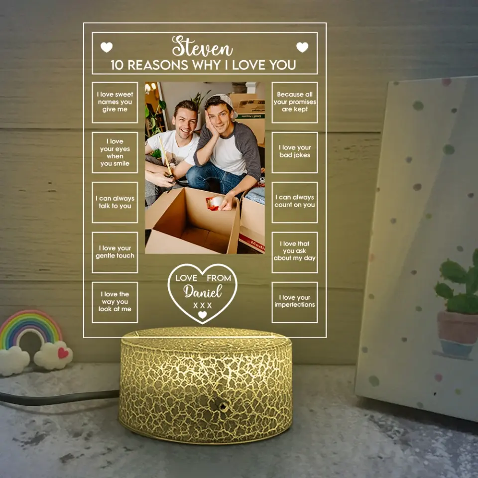 10 Reasons Why I Love You - Personalized 3D LED Light - Sweet Gift For Couples - Image 11