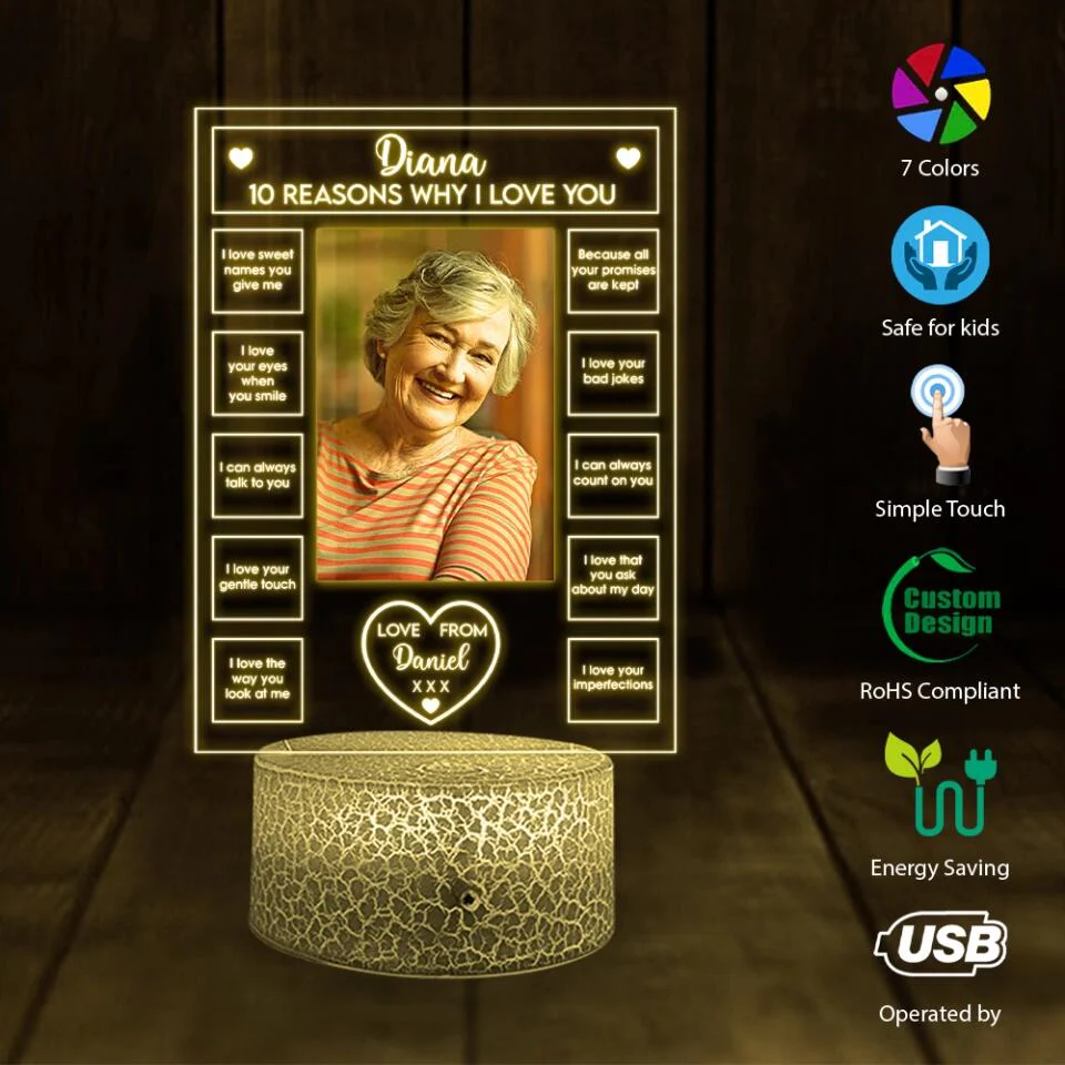 10 Reasons Why I Love You - Personalized 3D LED Light - Sweet Gift For Couples - Image 7