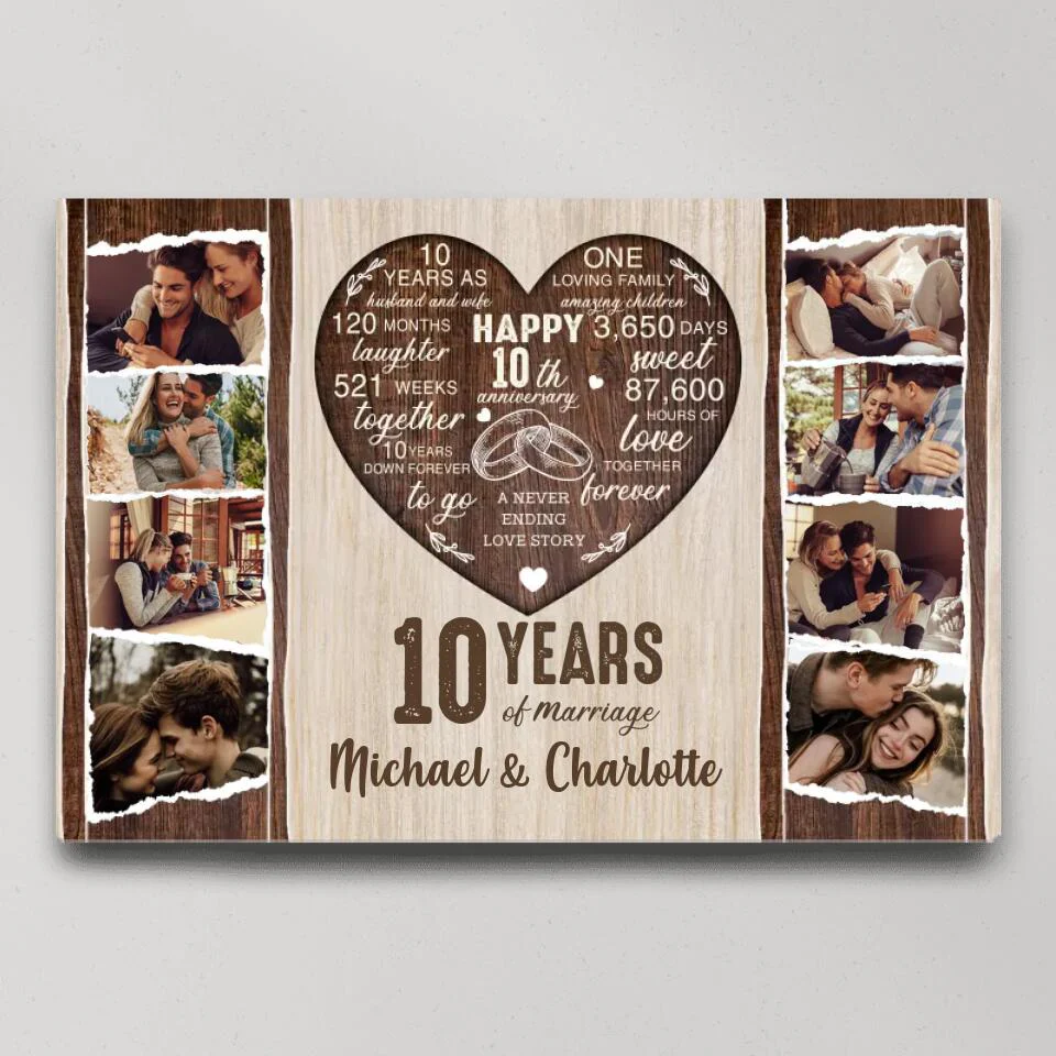 10 Years Of Marriage Love Message Custom Canvas Poster Anniversary Gift For Couples - Image 3
