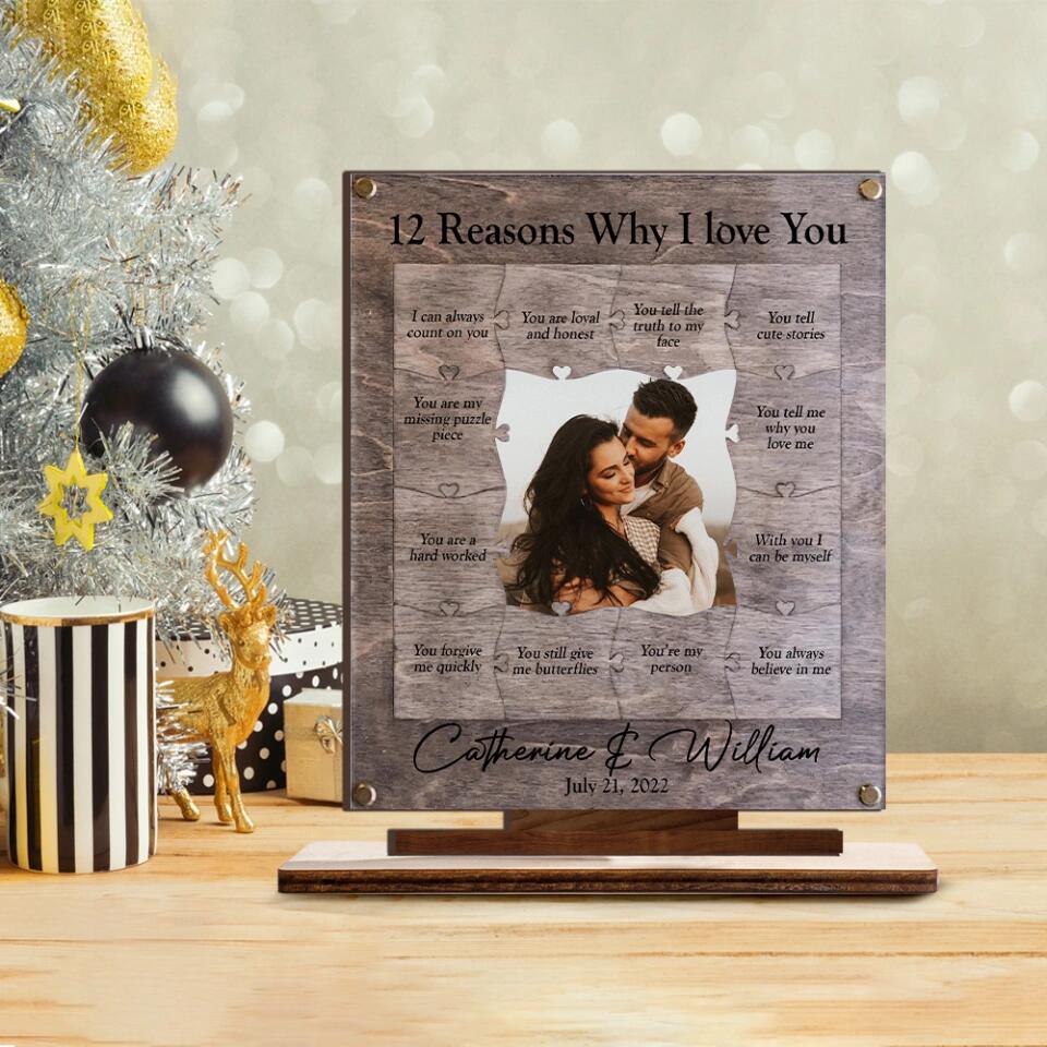 12 Reasons Why I Love You with Acrylic/ Wooden Photo Plaque, Personalized Valentine's Day or Romantic Anniversary Gift for Boyfriend/ Girlfriend - Husband/Wife - 212IHNVSWP965 - Image 4