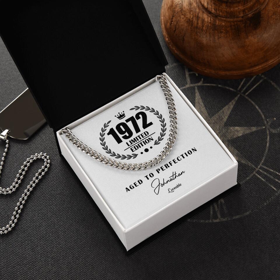 1972 Limited Edition Aged To Perfection Cuban Link Chain Birthday Gift For Husband - Image 2