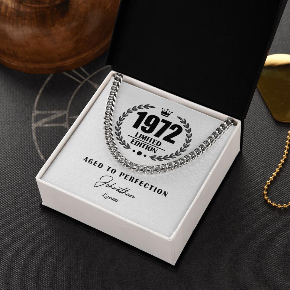 1972 Limited Edition Aged To Perfection Cuban Link Chain Birthday Gift For Husband - Image 3
