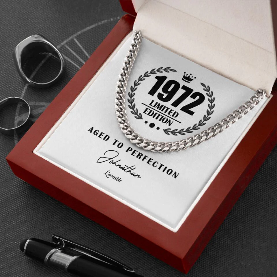 1972 Limited Edition Aged To Perfection Cuban Link Chain Birthday Gift For Husband - Image 4