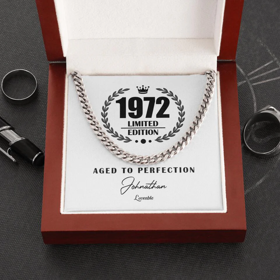 1972 Limited Edition Aged To Perfection Cuban Link Chain Birthday Gift For Husband - Image 6