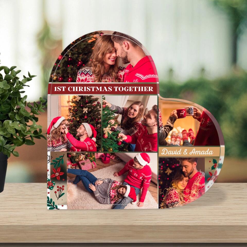 1st Christmas Together - Personalized Photo & Names - Custom Heart Acrylic Plaque - Best Christmas for Couple/Mr&Mrs - 210ICNBNAP100 - Image 4