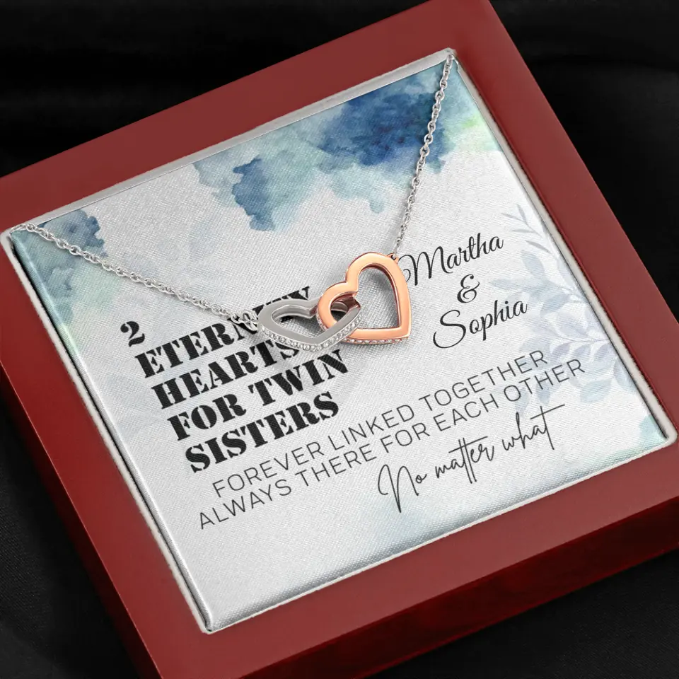 2 Enternity Hearts For Twin Sisters - Personalized Interlocking Heart Necklace - Gift For Twin Sisters - Image 6