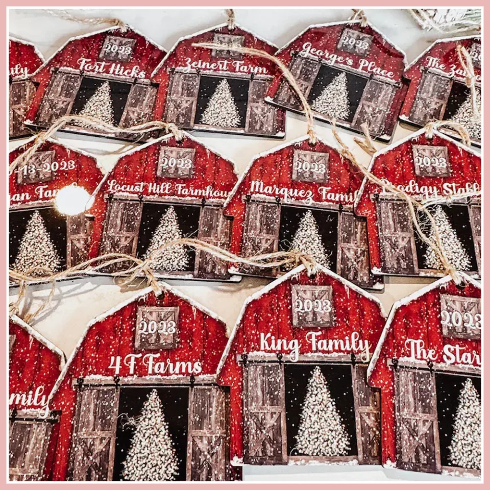 2025 Red Barn Christmas Wooden Ornament - Rustic Farmhouse Christmas Ornaments - Personalized Christmas Ornaments for Family - Image 6