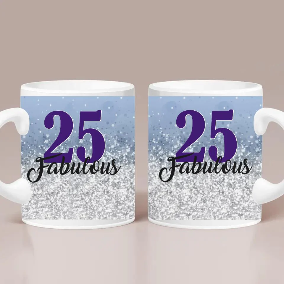 25 and Fabulous Pastel Color - Personalized White Mug - 25th Birthday Gift - Image 2