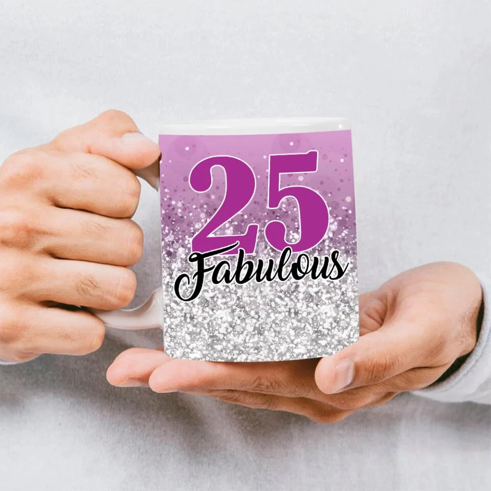 25 and Fabulous Pastel Color - Personalized White Mug - 25th Birthday Gift - Image 4