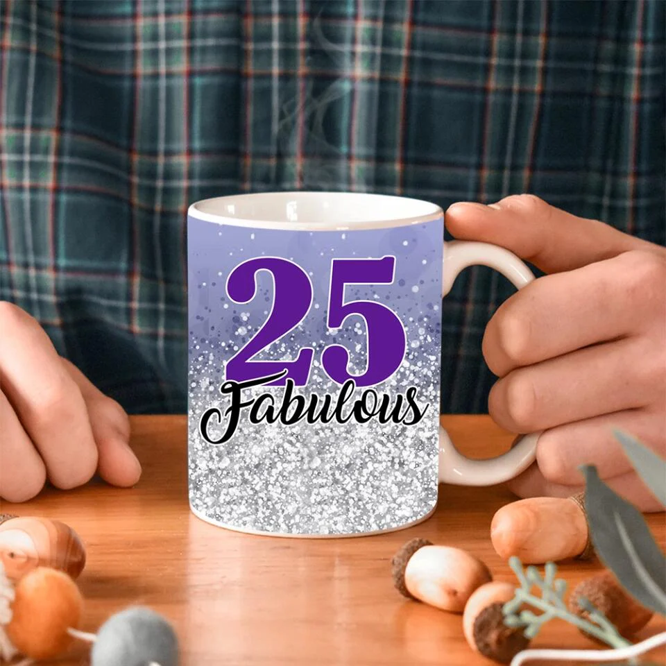 25 and Fabulous Pastel Color - Personalized White Mug - 25th Birthday Gift - Image 5