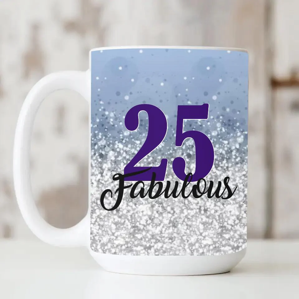 25 and Fabulous Pastel Color - Personalized White Mug - 25th Birthday Gift - Image 6