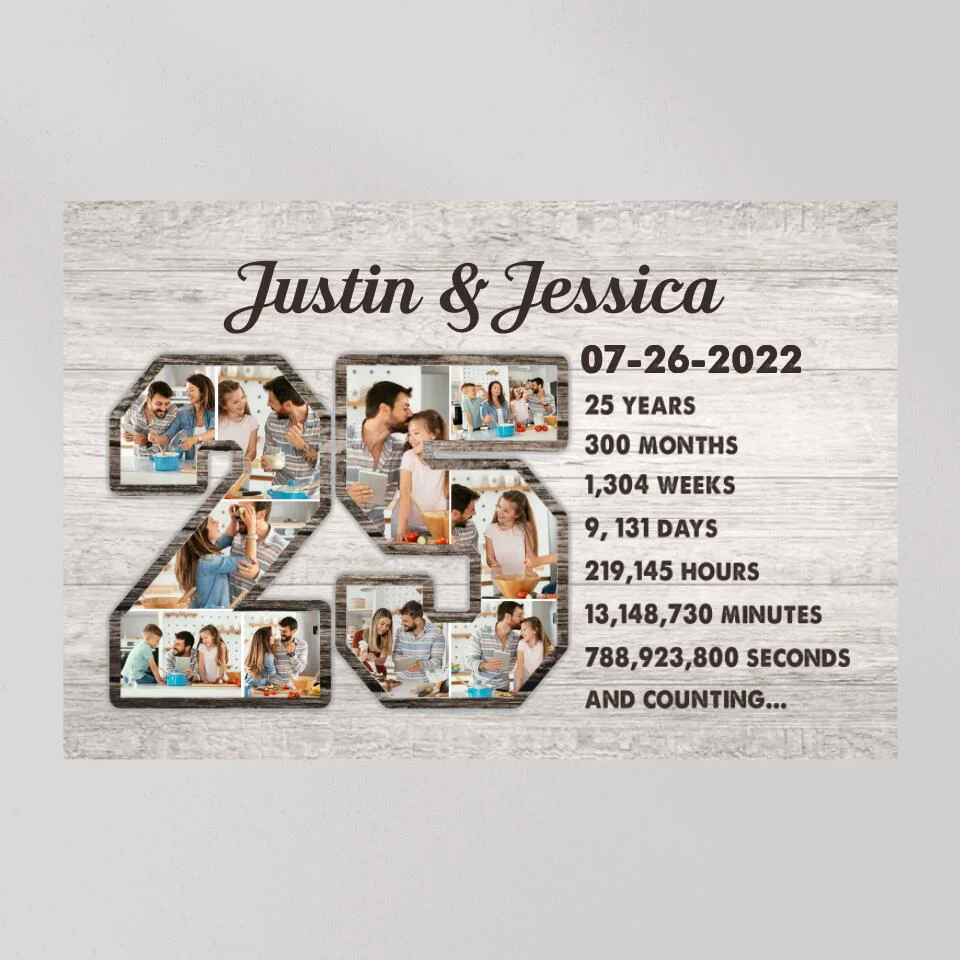 25 Years And Counting Love Story - Custom Canvas Poster - 25th Anniversary Gift For Couples - Image 8