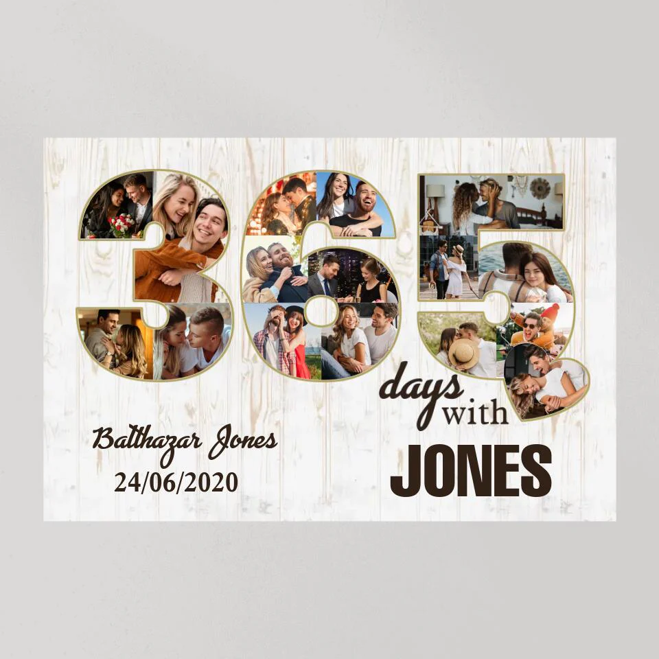 365 Days With My Love Custom Canvas Poster 1 Year Anniversary Gift For Boyfriend - Image 2