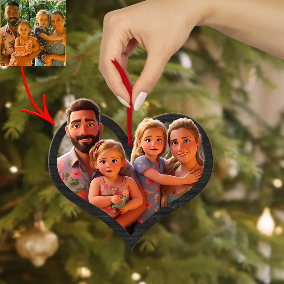 3D Cartoon Style - Personalized Wooden Ornament - Gift For Christmas - Image 6