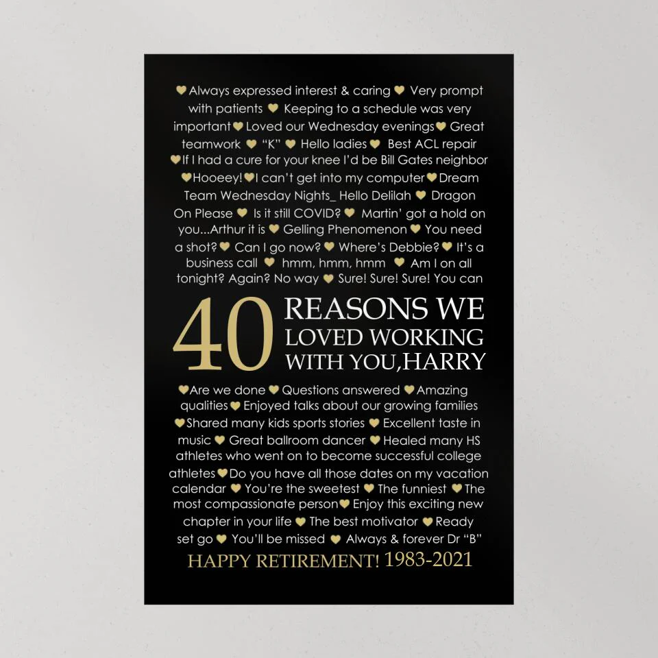 40 Reasons We Loved Working With You Custom Canvas Poster Retirement Gift For Coworkers - Image 11