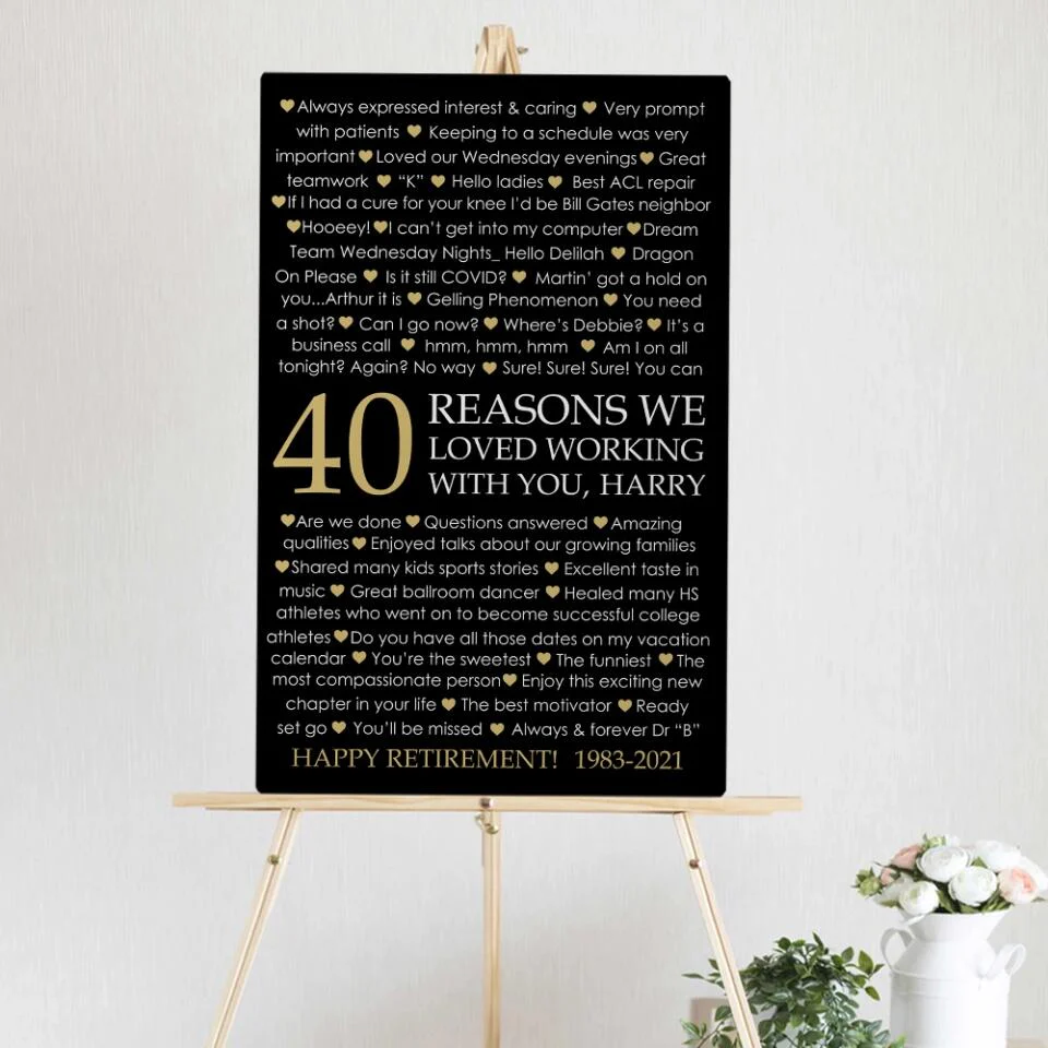 40 Reasons We Loved Working With You Custom Canvas Poster Retirement Gift For Coworkers - Image 13