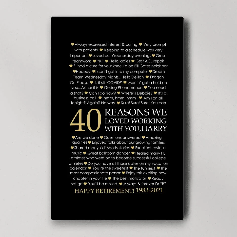 40 Reasons We Loved Working With You Custom Canvas Poster Retirement Gift For Coworkers - Image 4