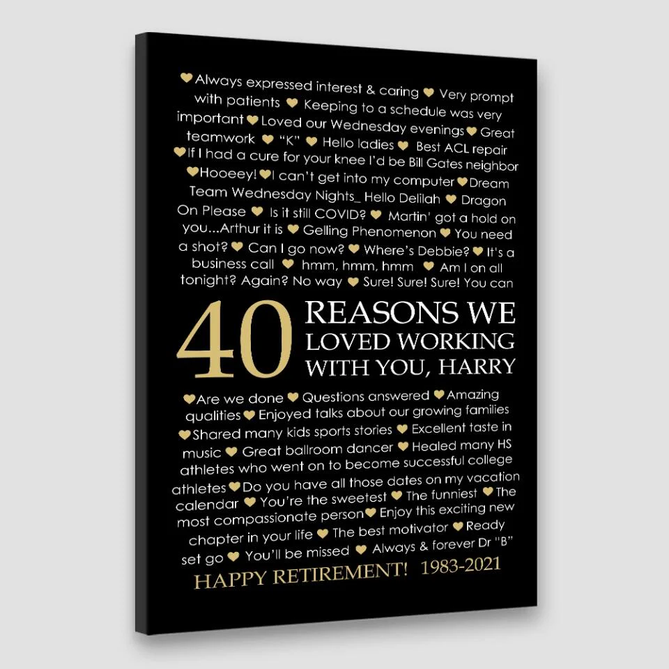 40 Reasons We Loved Working With You Custom Canvas Poster Retirement Gift For Coworkers - Image 5