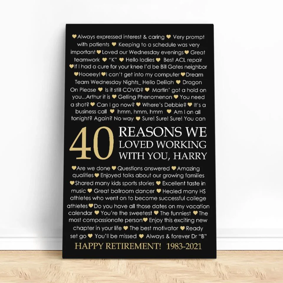 40 Reasons We Loved Working With You Custom Canvas Poster Retirement Gift For Coworkers - Image 6
