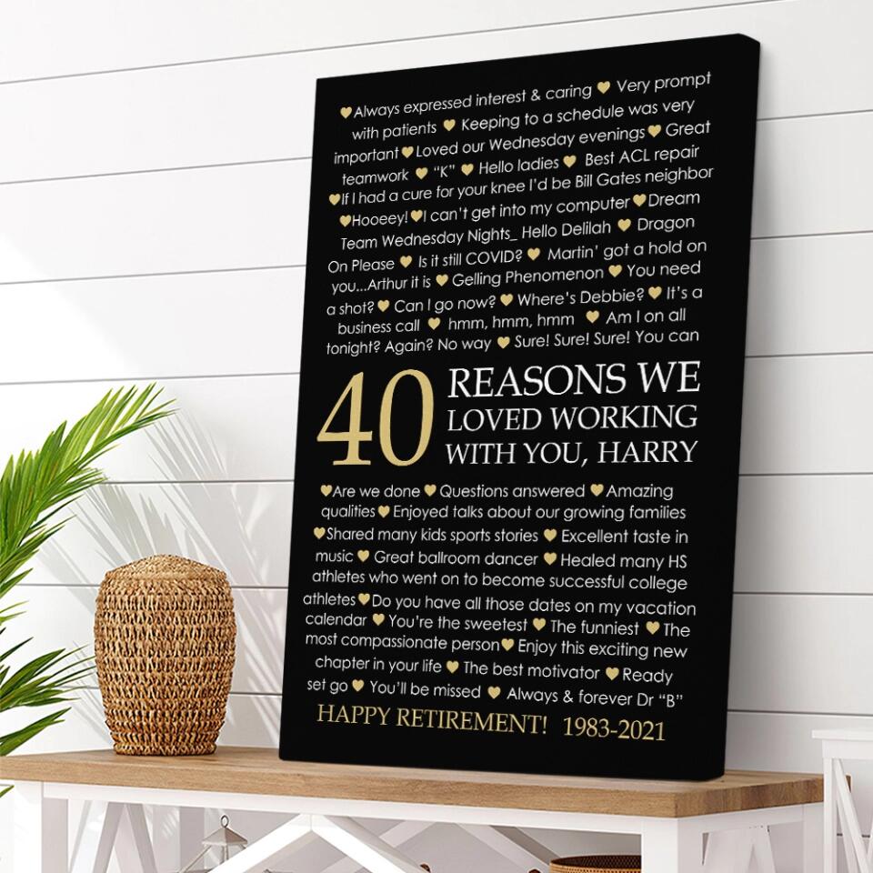 40 Reasons We Loved Working With You Custom Canvas Poster Retirement Gift For Coworkers - Image 8