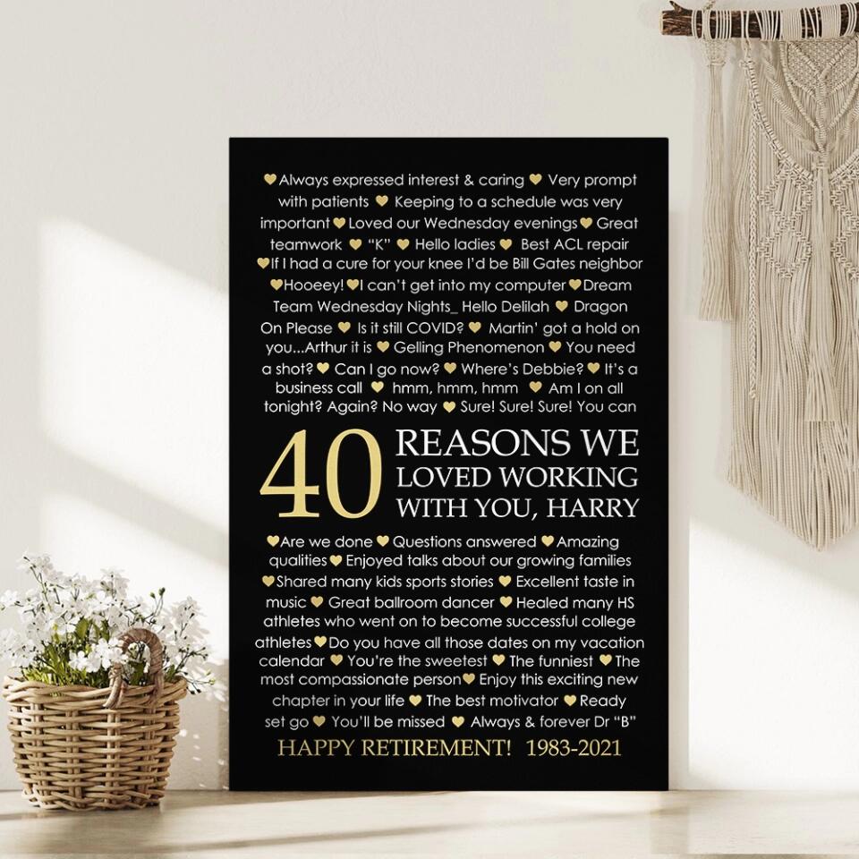 40 Reasons We Loved Working With You Custom Canvas Poster Retirement Gift For Coworkers - Image 9