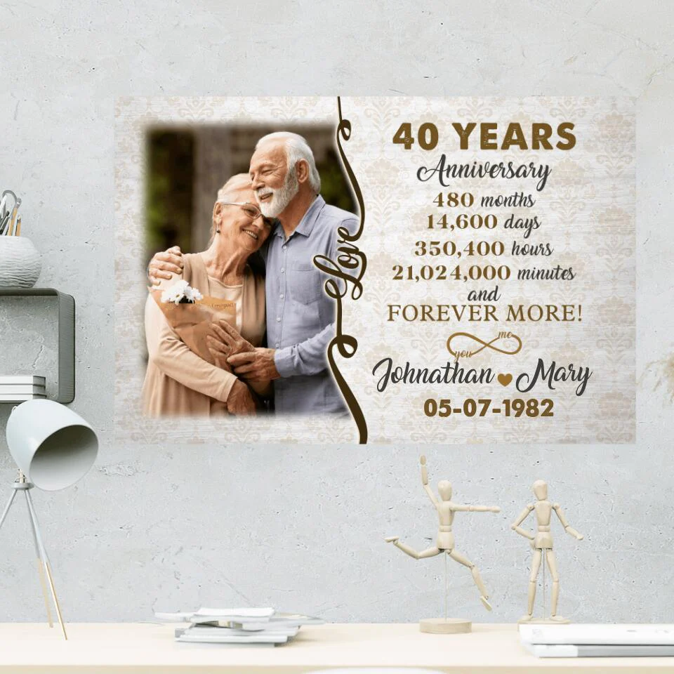 40th Wedding Years Anniversary Custom Canvas Poster Anniversary Gift For Grandparents - Image 2