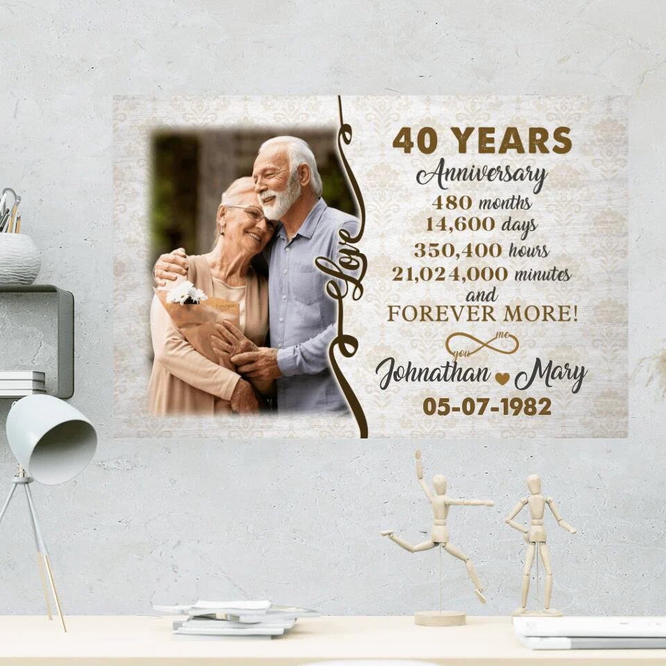 40th Wedding Years Anniversary Custom Canvas Poster Anniversary Gift For Grandparents - Image 3