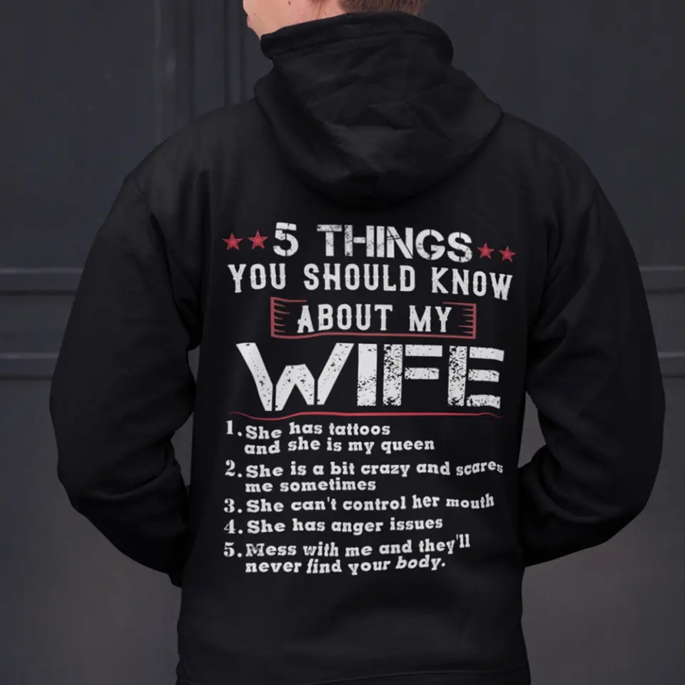 5 Things You Should Know About My Wife, Personalized Back Shirt For Men, Funny Gifts For Husband - Image 10