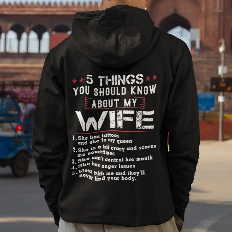 5 Things You Should Know About My Wife, Personalized Back Shirt For Men, Funny Gifts For Husband - Image 12