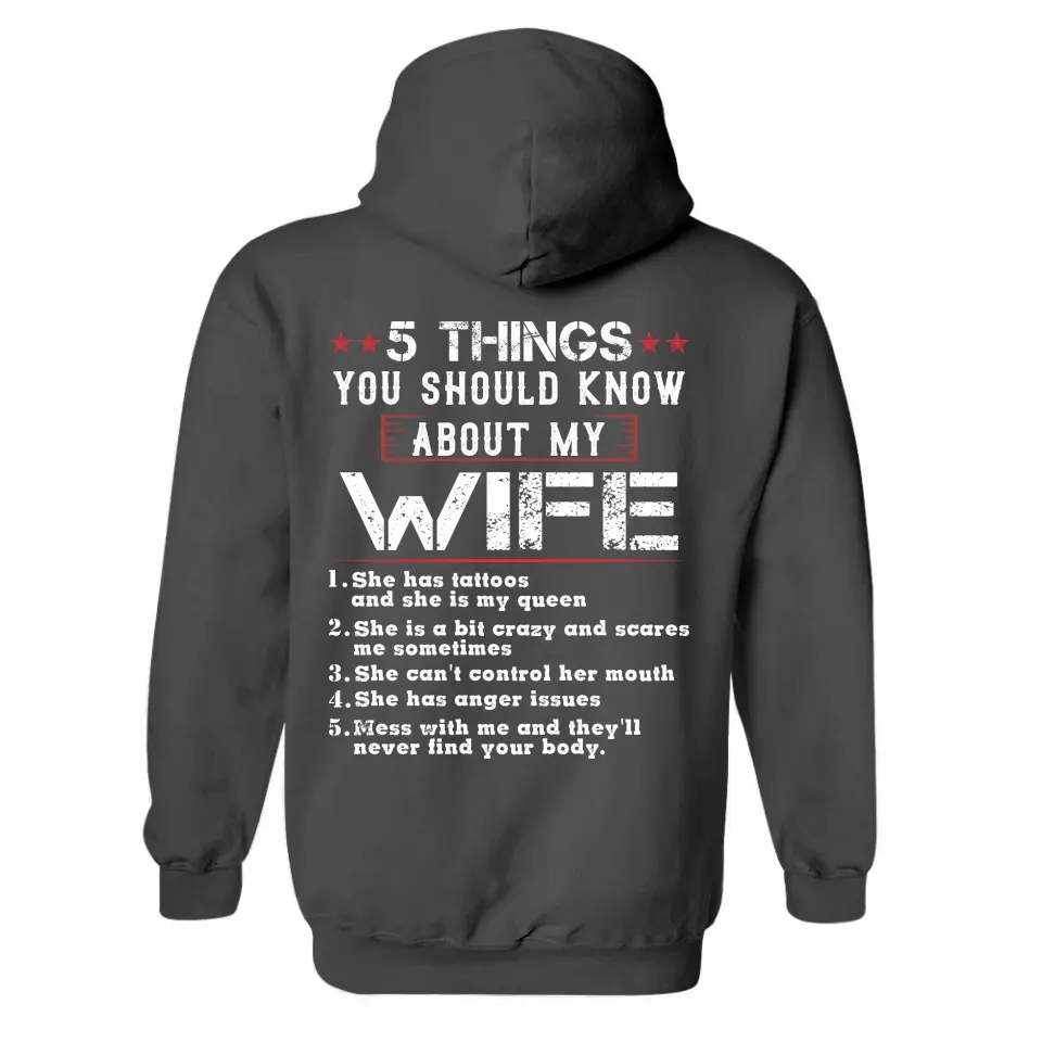 5 Things You Should Know About My Wife, Personalized Back Shirt For Men, Funny Gifts For Husband - Image 8