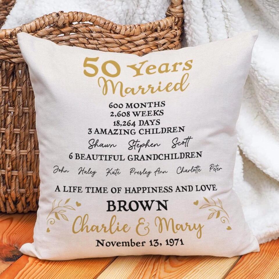 50 Years Married With Amazing Children and Grandchildren - Personalized Pillow - Image 5