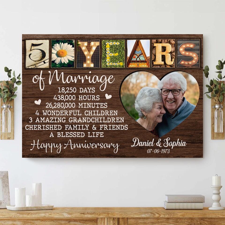 50 Years Of Marriage Cherished Family - Custom Canvas Poster - 50th Anniversary Gift For Parents Grandparents - Image 10