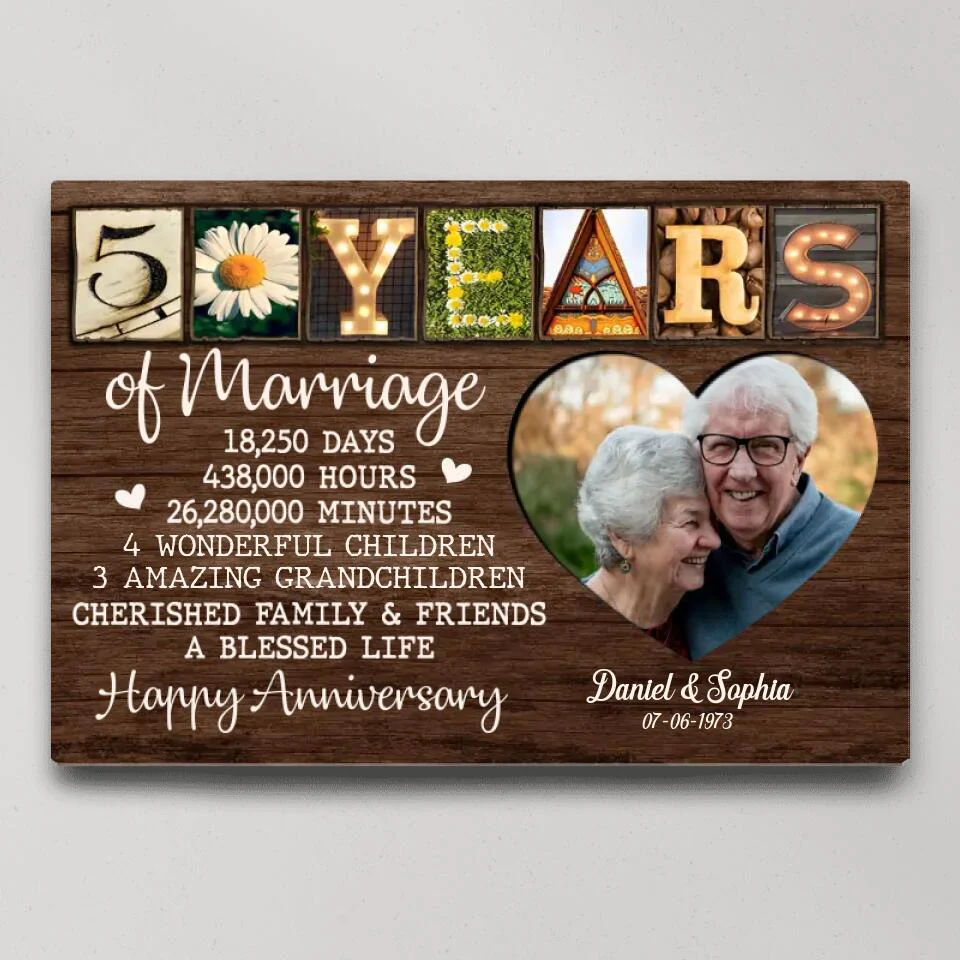 50 Years Of Marriage Cherished Family - Custom Canvas Poster - 50th Anniversary Gift For Parents Grandparents - Image 4