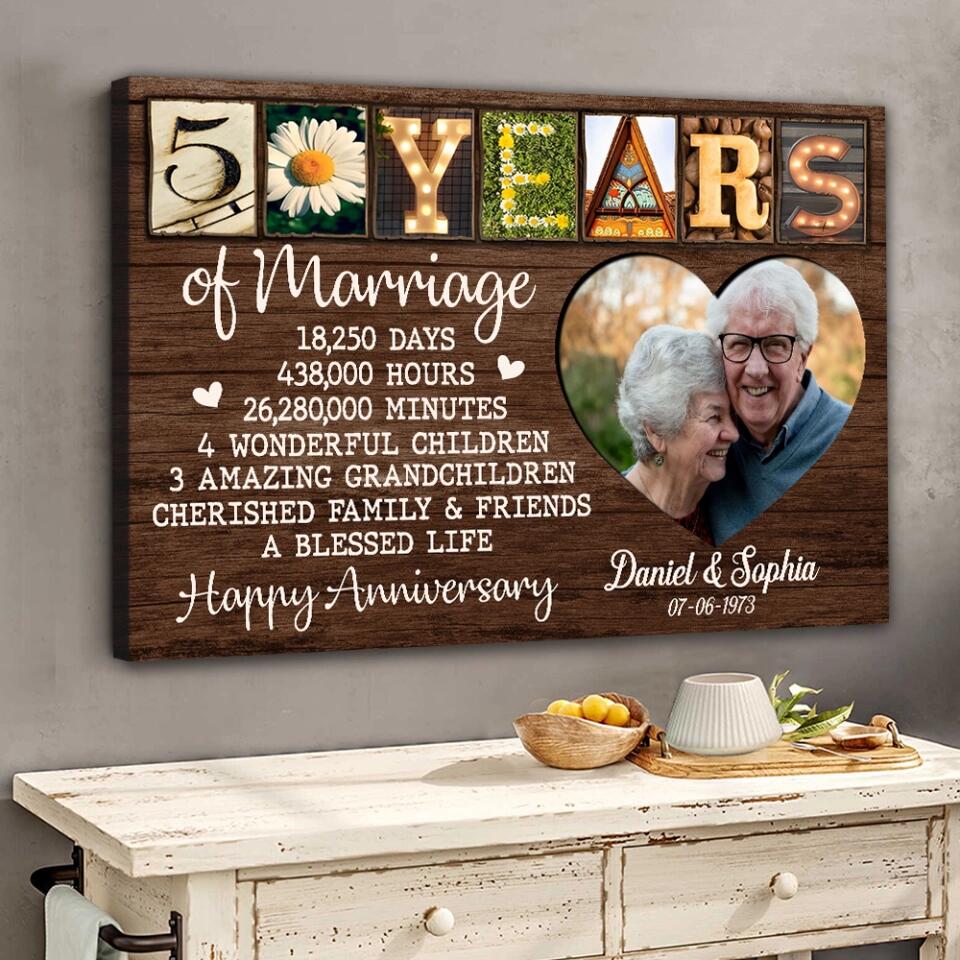 50 Years Of Marriage Cherished Family - Custom Canvas Poster - 50th Anniversary Gift For Parents Grandparents - Image 5