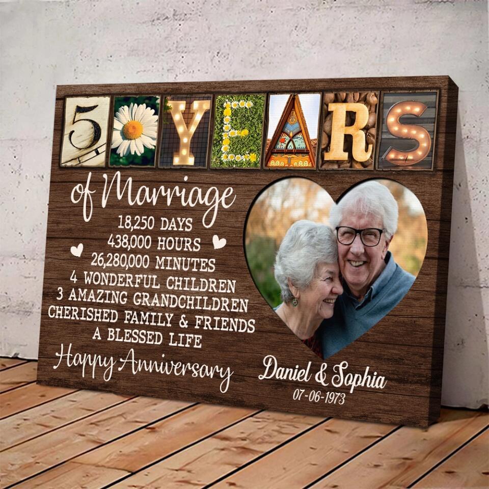 50 Years Of Marriage Cherished Family - Custom Canvas Poster - 50th Anniversary Gift For Parents Grandparents - Image 6