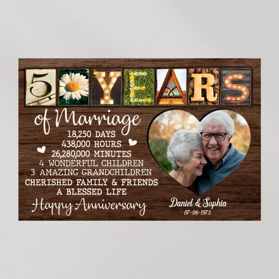 50 Years Of Marriage Cherished Family - Custom Canvas Poster - 50th Anniversary Gift For Parents Grandparents - Image 8