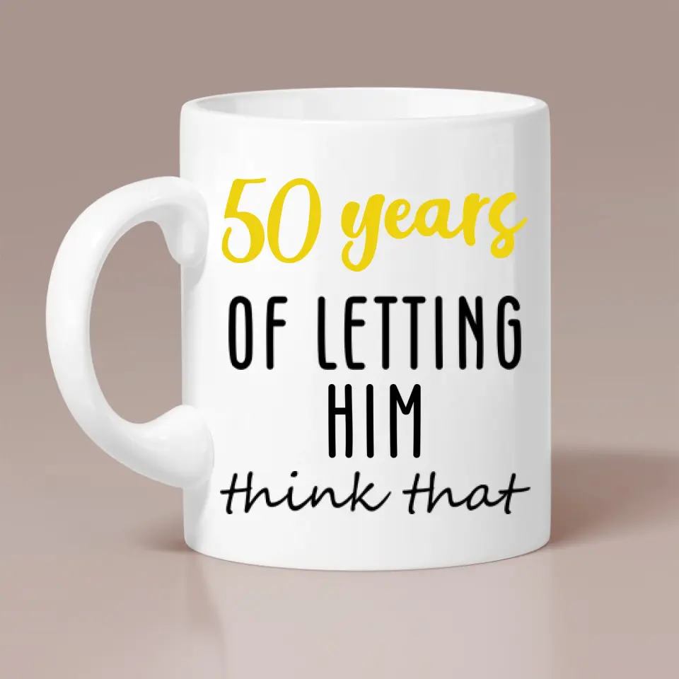 50 Years Of Wearing The Pants In The Family - Personalized Couple White Mug - Image 7
