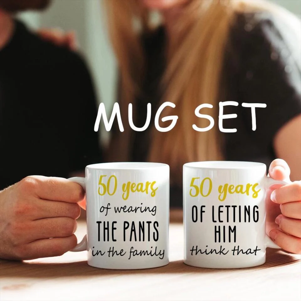 50 Years Of Wearing The Pants In The Family - Personalized Couple White Mug - Image 9