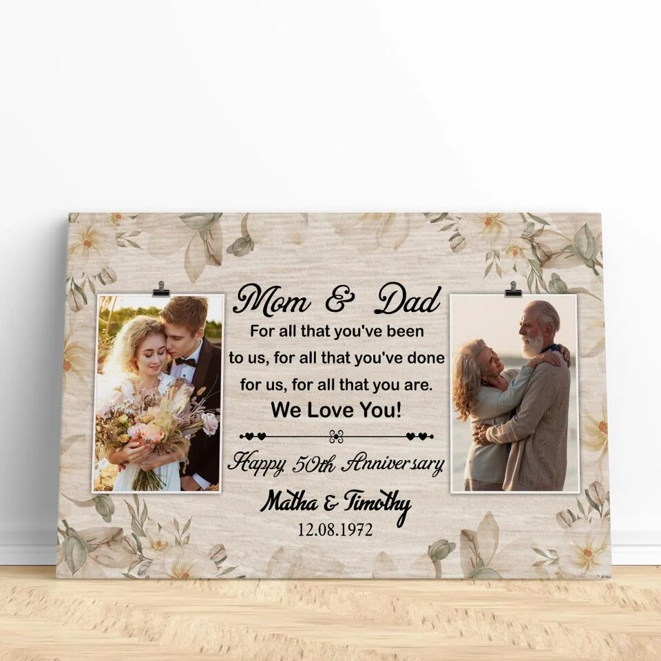 50th Happy Anniversary Mom and Dad Custom Canvas Poster Anniversary Gift For Parents - Image 10
