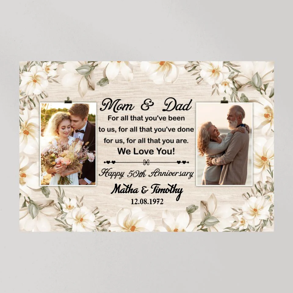 50th Happy Anniversary Mom and Dad Custom Canvas Poster Anniversary Gift For Parents - Image 3